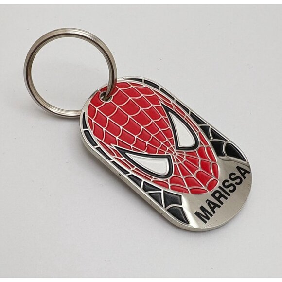 The Amazing Spider-Man Face Keychain Marissa Nameplate Silver Tone Marvel - Picture 4 of 6